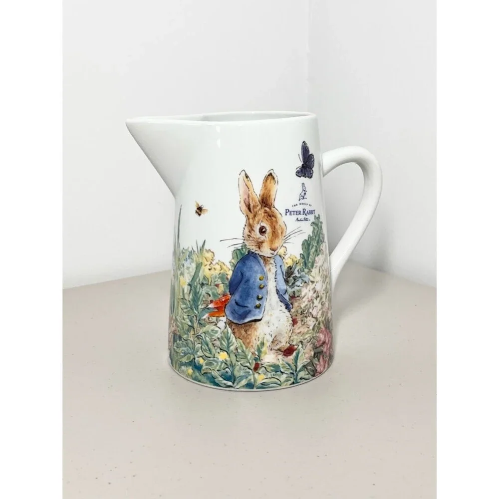 NEW Beatrix Potter Peter Rabbit Ceramic Pitcher 6.5”